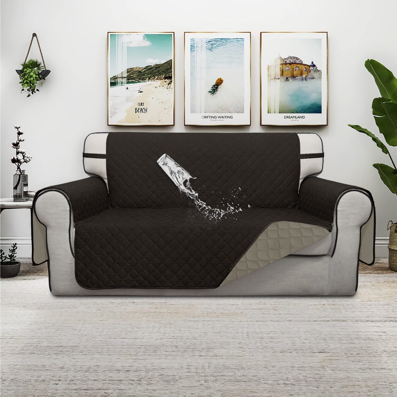 ISSUNTEX Double Protection 100% Waterproof Loveseat Sofa Covers for Living Room  Couch Covers for 2 Cushion Couch Sofa  Reversible Furniture Protector Sofa Cover for Dogs (Loveseat  Chocolate/Beige) - Image 2